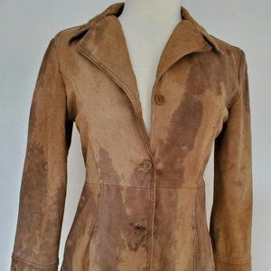 Suede leather Jacket safari dyed cowgirl equestrian blazer brown tan beige 2 4 6